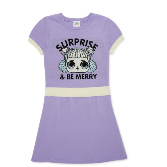 L.O.L Surprise! Girls size S 6-6X Sweater Dress Color: Purple NWT - Picture 3 of 5